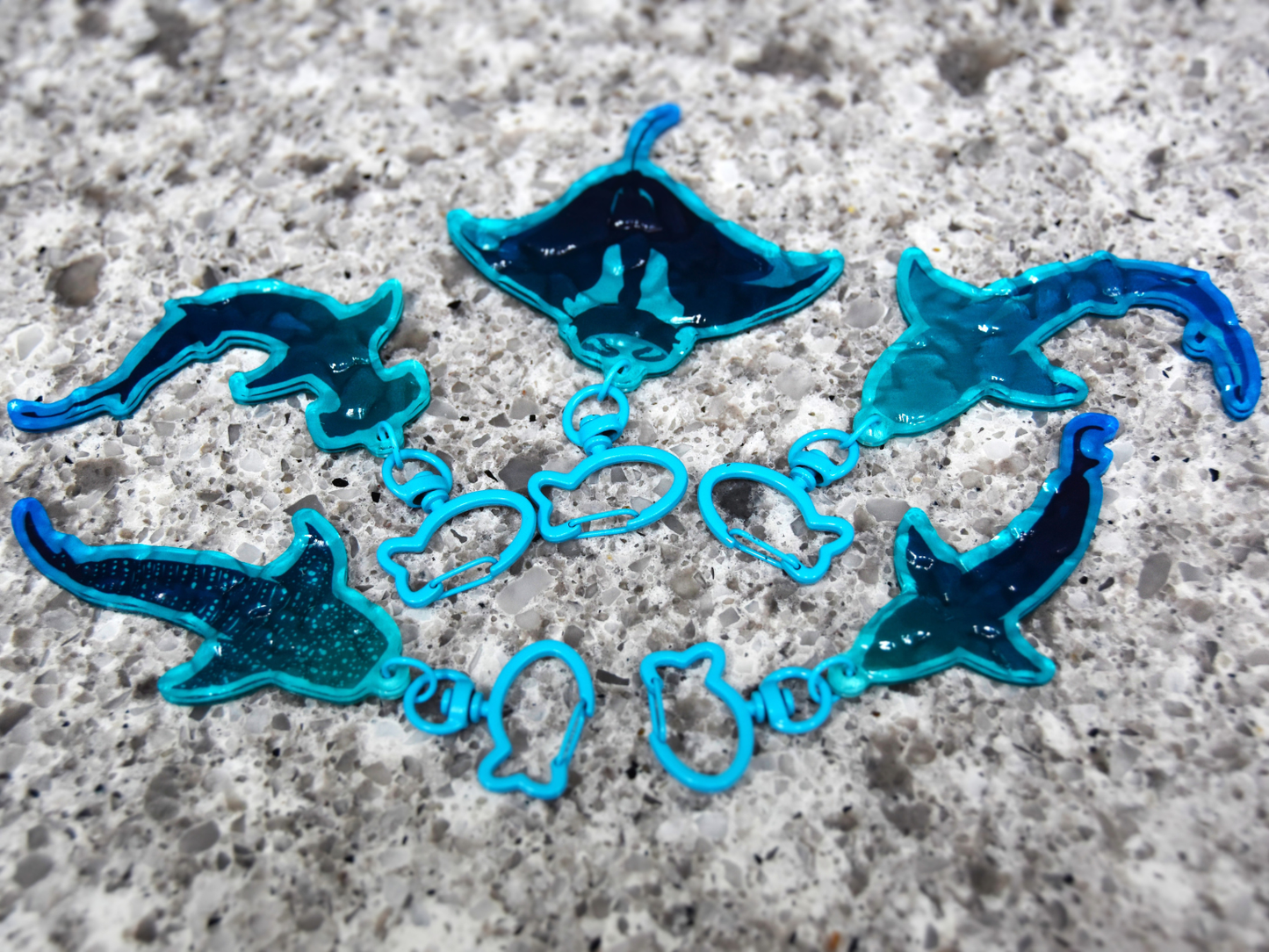 Underwater Shark & Ray Keychains
