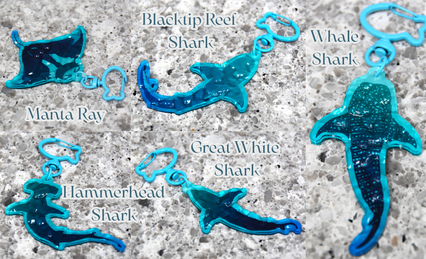 Underwater Shark & Ray Keychains