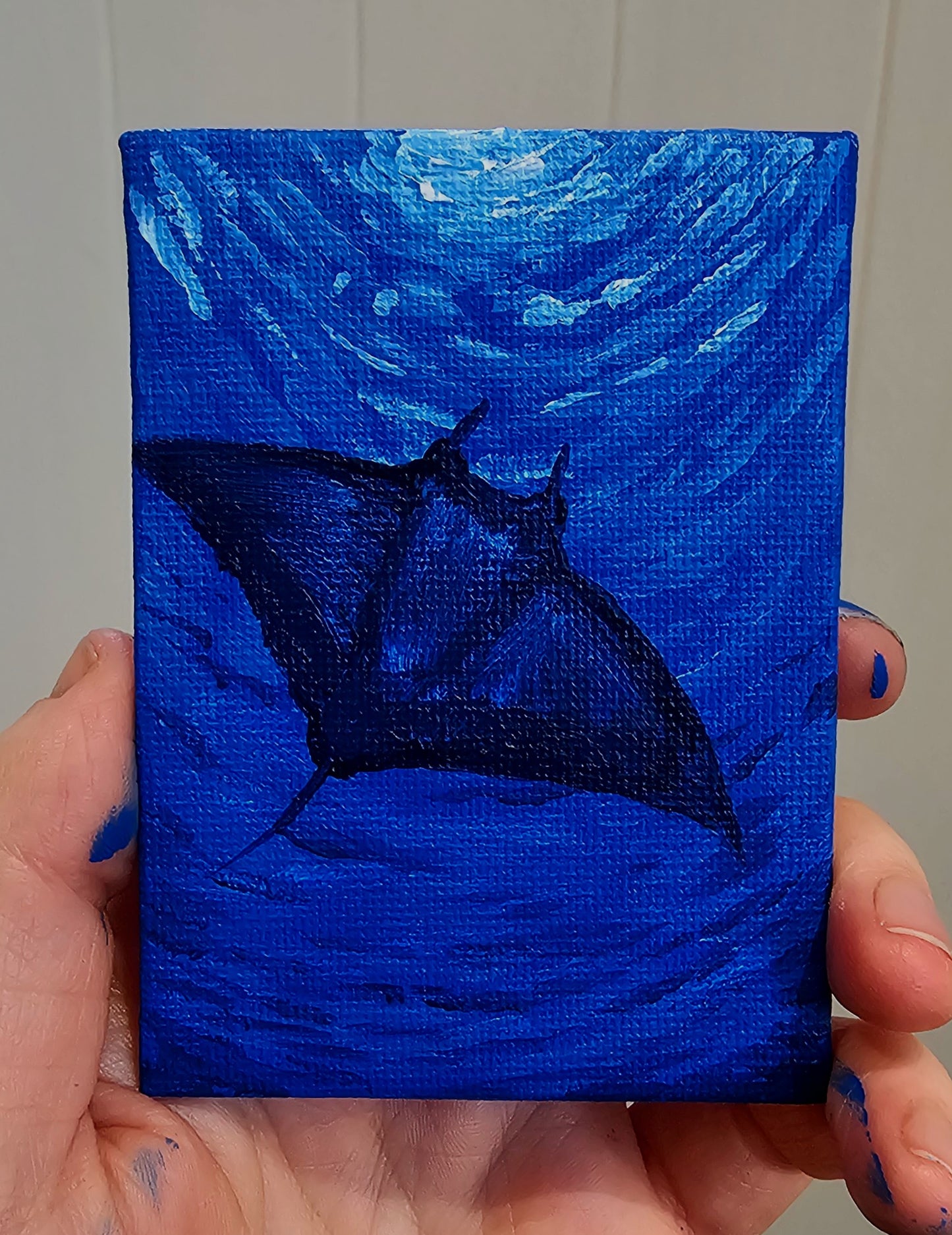 "Oceanic Manta Ray Abstract" Original ACEO