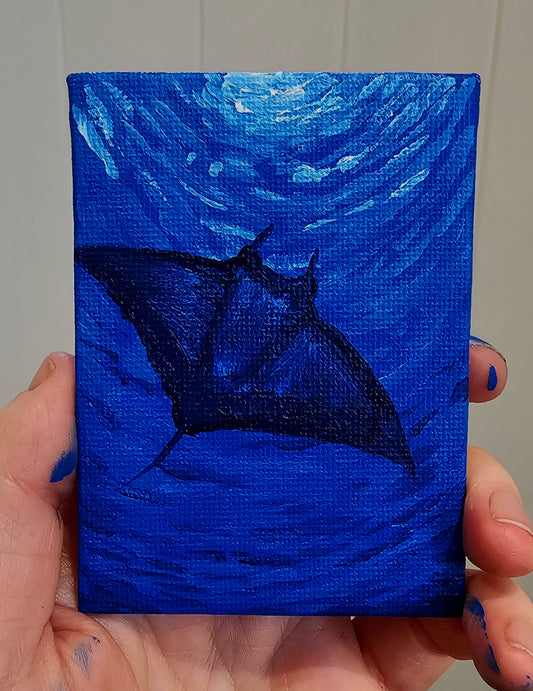 "Oceanic Manta Ray Abstract" Original ACEO